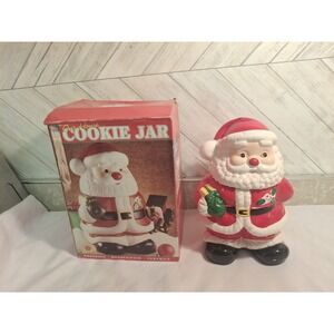 Vintage ALCO Ceramic Santa Claus Cookie Jar in Original Box Christmas Decor
